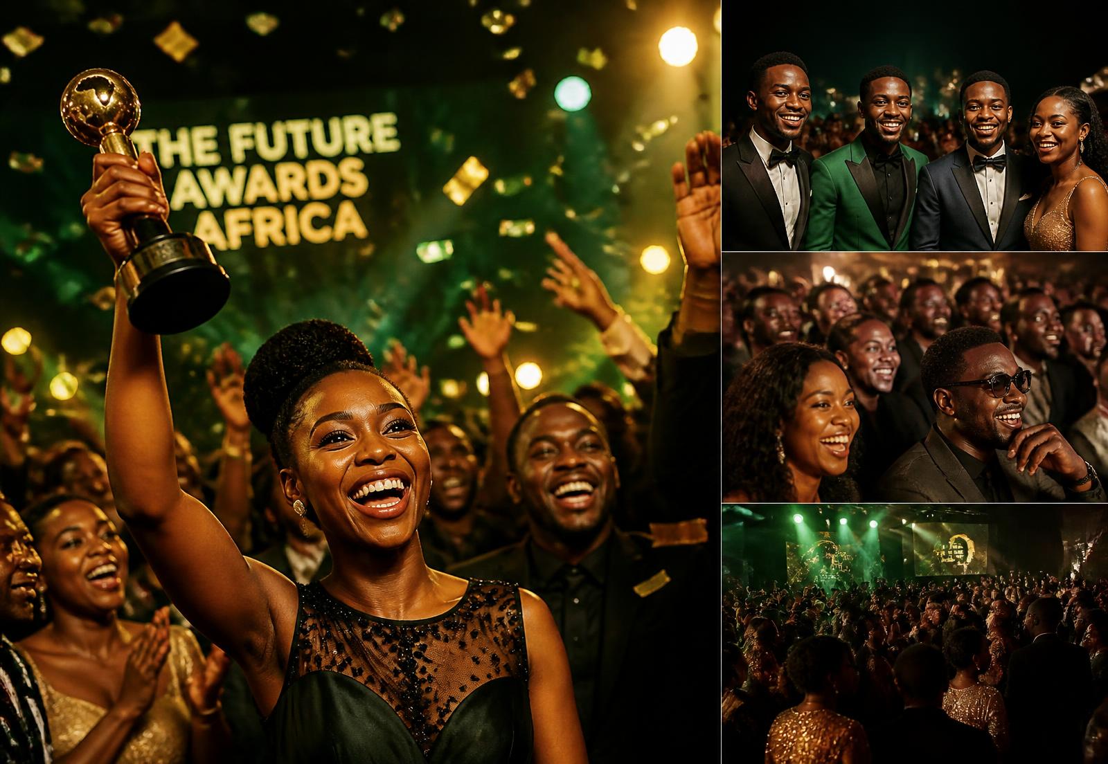 Crowd celebrating winners at an African awards night
