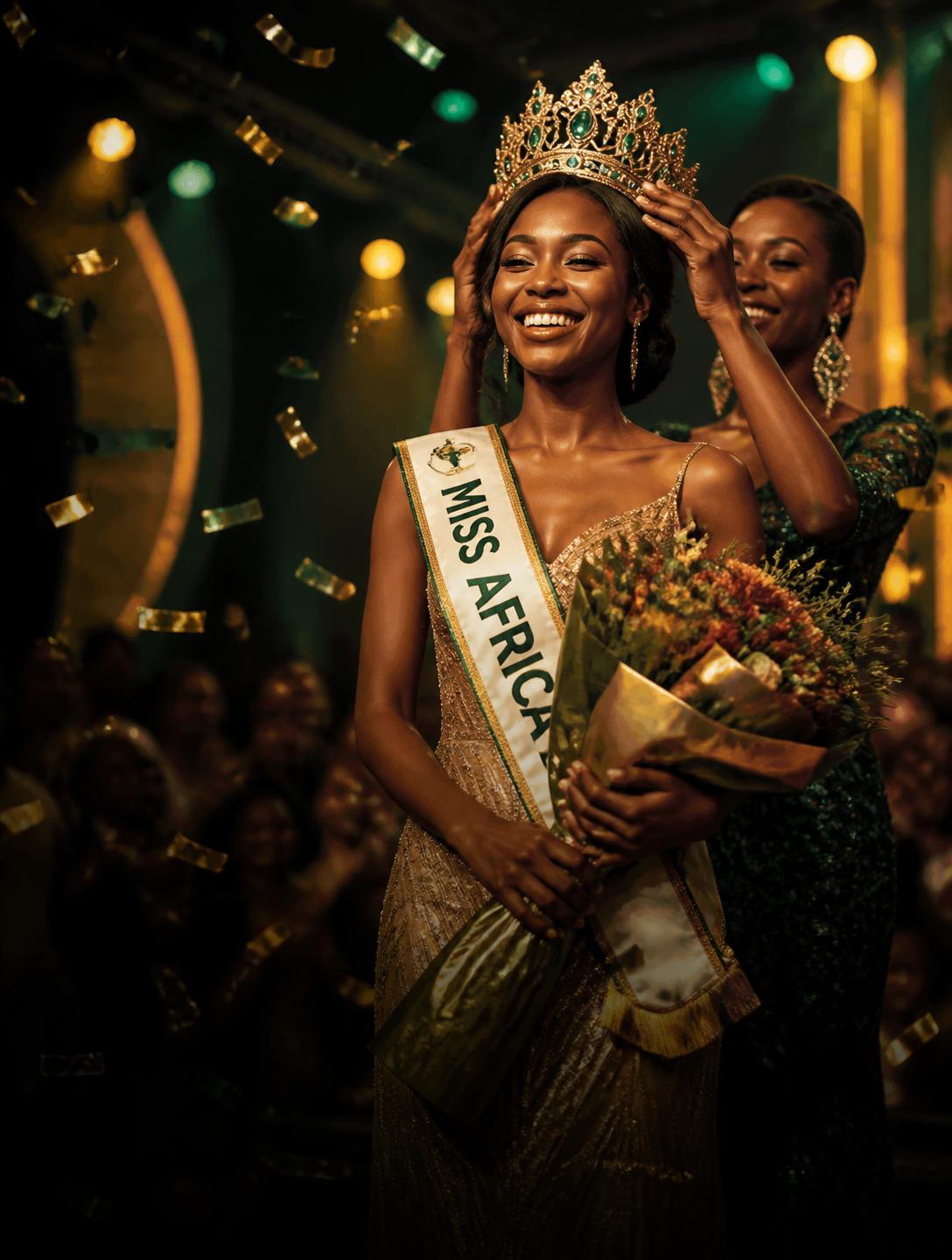 Winner being crowned to applause at an African awards night